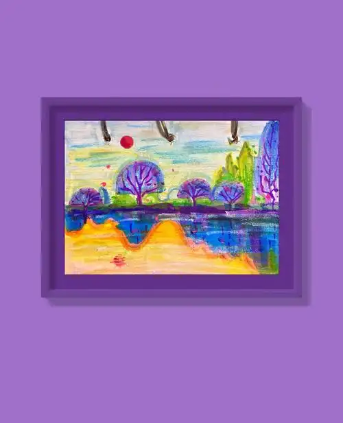 手绘风景落日马克笔过程图