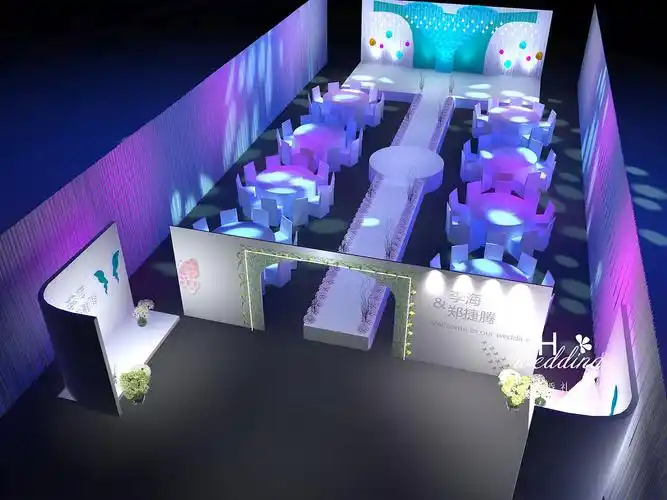 清新简约的婚礼舞台3d效果图