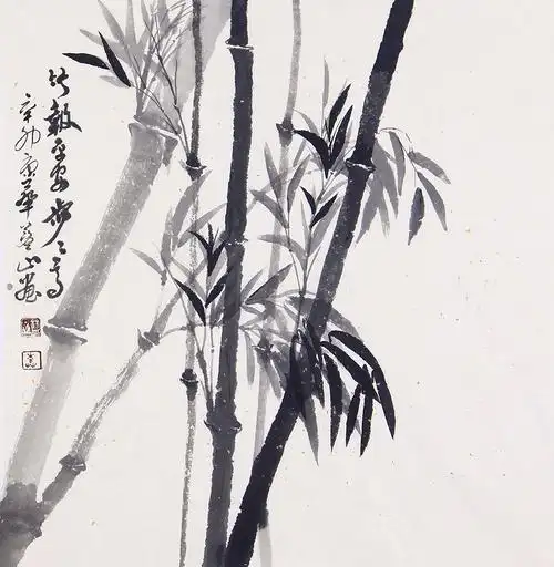 【已售】蓝山四尺斗方花鸟画竹子《竹报平安步步高》_写意花鸟画_花鸟