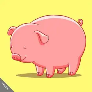 图标中国十二生肖矢量图案用卡通猪星星和橙色背景上的文字云打招呼卡