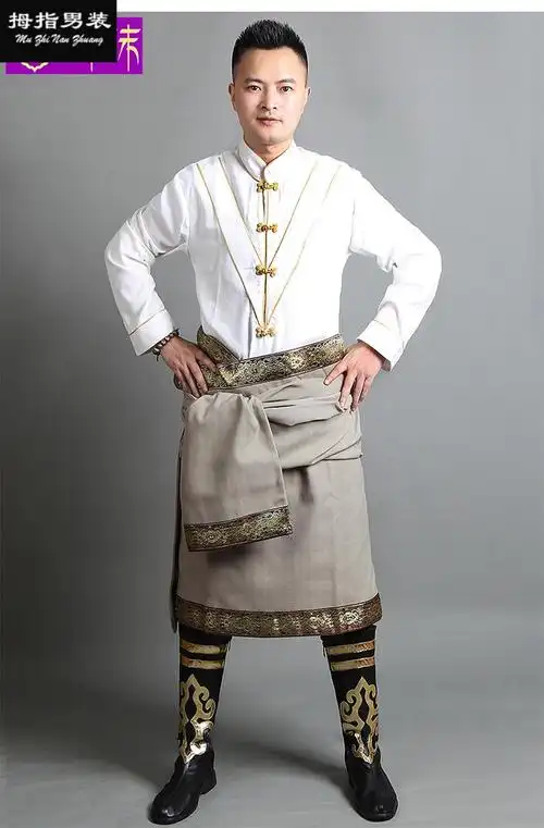 【新款藏族服装藏袍男】新款藏袍男 西藏民族服装花边