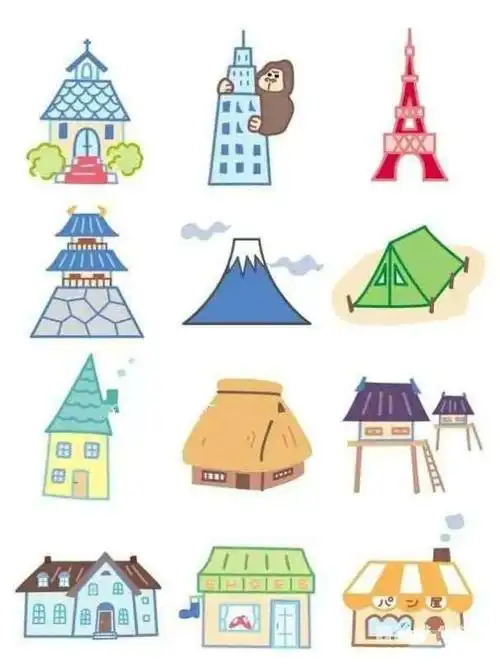 幼儿园彩色建筑简笔画图片