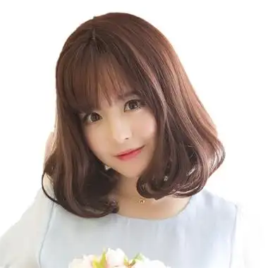 假发梨花头短卷发空气齐刘海图片