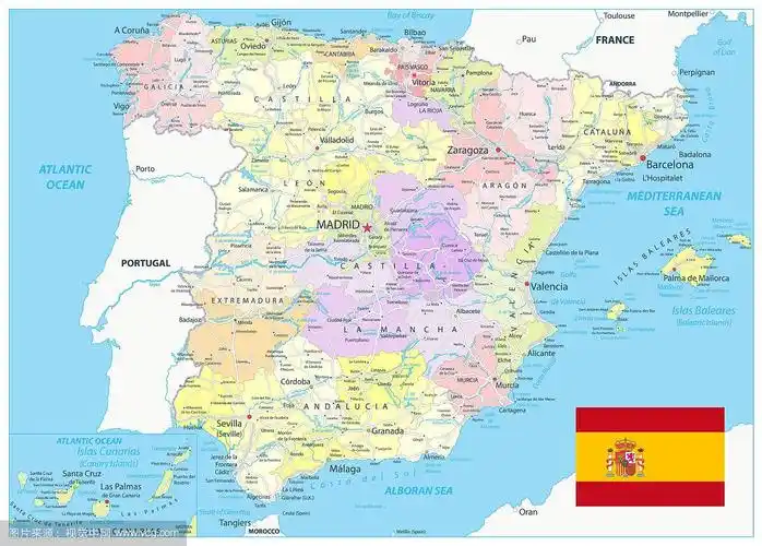 西班牙行政区划地图和道路