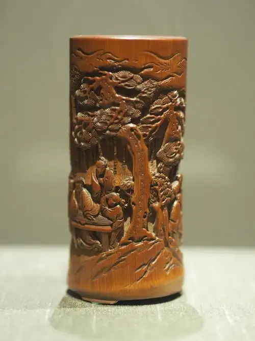 清竹刻竹林七贤笔筒苏州博物馆藏