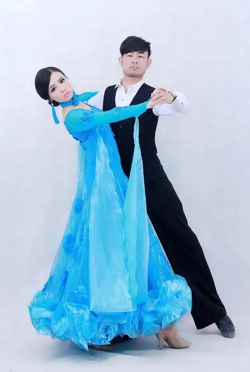 摩登舞裙新款 华尔兹大摆连衣裙演出服 国标交谊练习舞蹈裙比赛