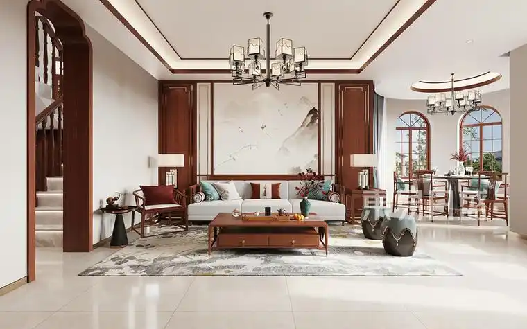 新中式风格装修案例>更多客厅装修图集卧室二楼主卧室与次卧室设计