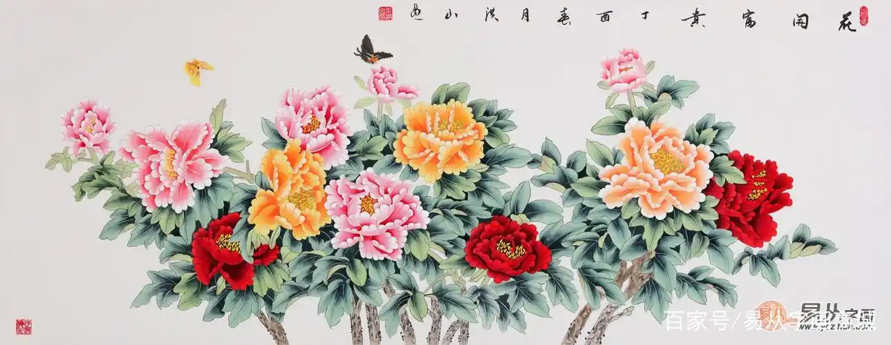 张洪山工笔牡丹《花开富贵》来源:易从网