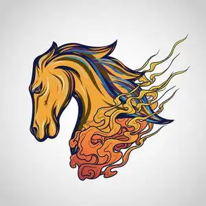 马纹身徽标矢量图标插图照片