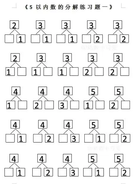 5以内分解组成练习题.#图文扶持计划入口 #图文伙伴计划 # - 抖音