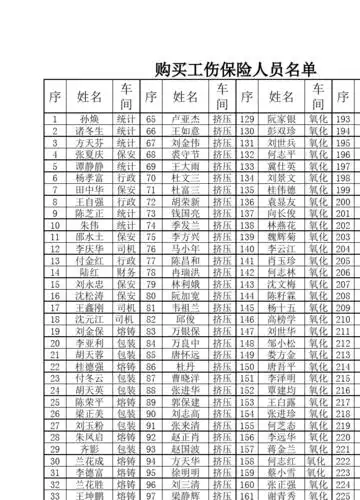 工伤保险人员名单