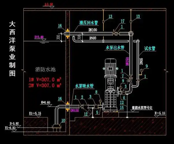 立式消防泵安装图纸