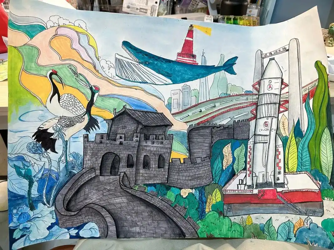 祖国好家乡美绘画作品 #少儿美术教育 #画画 #儿童画作品  - 抖音