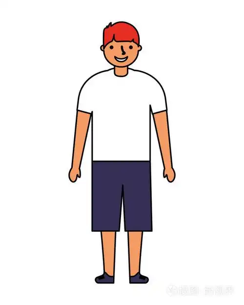 站立在白色背景的小男孩