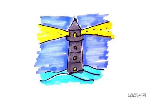 灯塔简笔画画法步骤