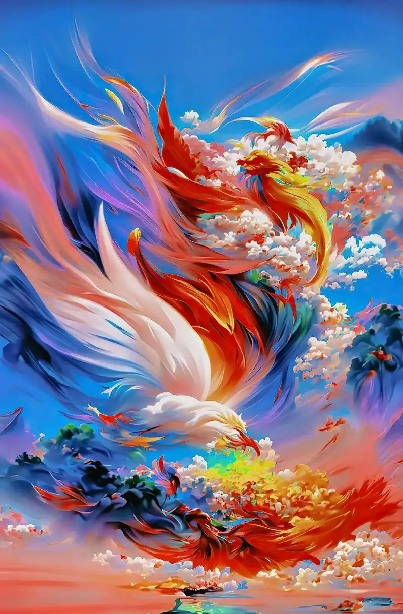 七彩祥云 #凤凰 #中国风 #壁纸  - 抖音