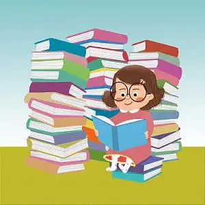 开学小学生读书暑假学习卡通女生卡通儿童