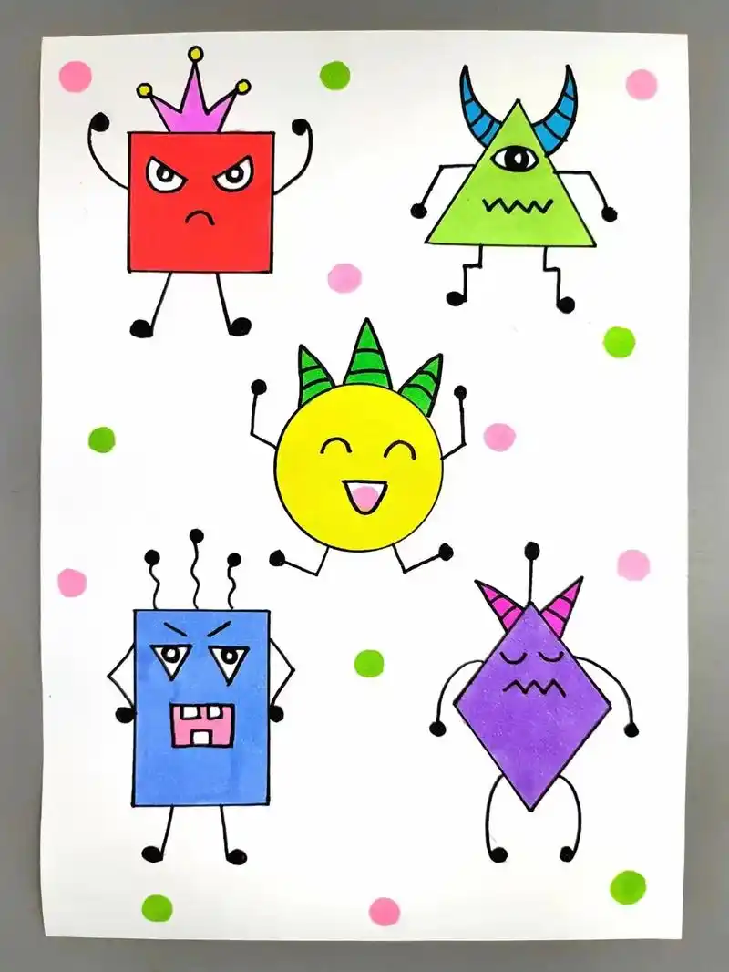 教你用简单的图形画情绪小怪兽,简单有趣#图文伙伴计划 #小怪 - 抖音