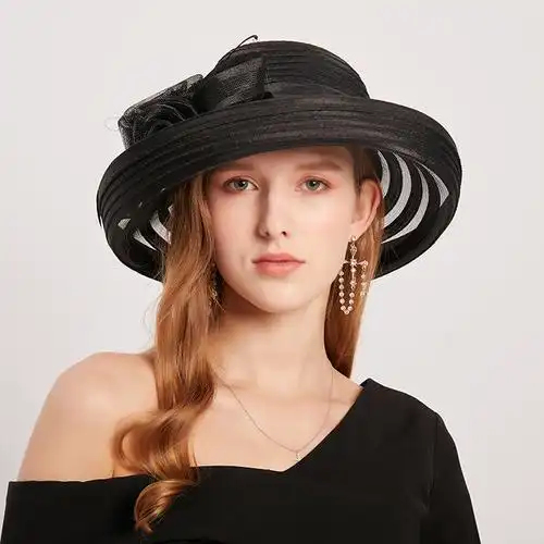 轻奢法式珍珠草帽网红平顶大檐时尚麦秆草编礼帽女夏天遮阳防晒帽