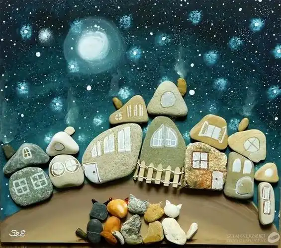 鹅卵石画作品创意(30幅鹅卵石组成的创意艺术画)(17)