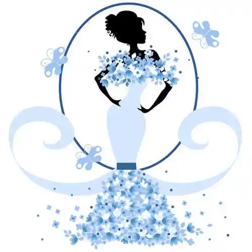 黑色美女穿着粉色裙子的剪影