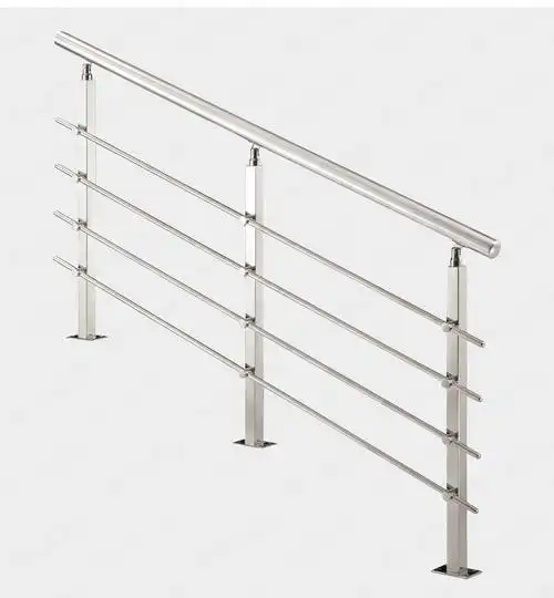 304不锈钢楼梯扶手室 内家用方管穿拉丝立柱现代简约阳台护栏栏杆