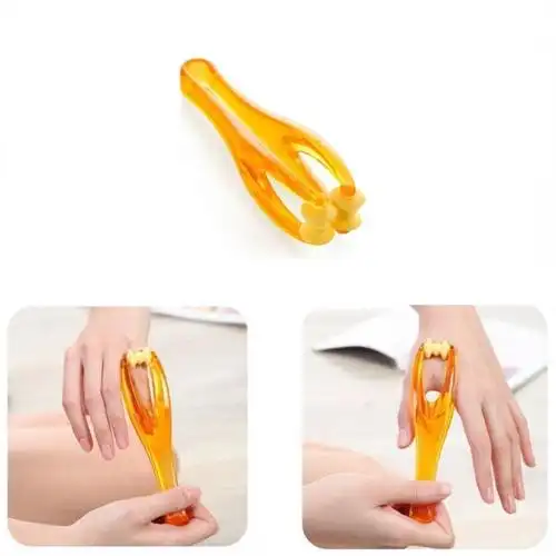 日本制原装进口手指关节疏通经络手部按摩器滚轮式弹力纤指按摩夹黄色