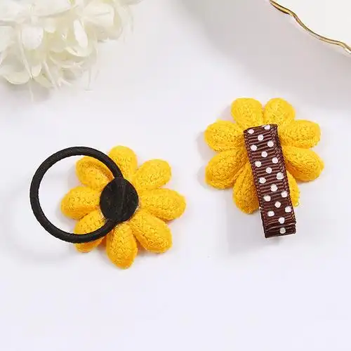 儿童橡皮筋发绳花朵向日葵可爱编织发夹女童公主宝宝扎头发圈头饰