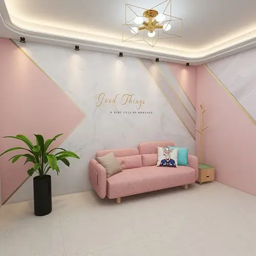 5d大理石纹电视背景墙网红主播直播间8d墙纸美容院服装店logo壁纸