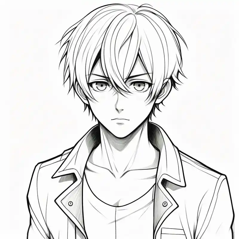 动漫人物黑白素描头像96