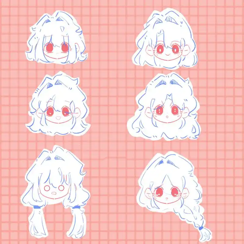 干货总结 | q版头发素材,非常适合新手   临摹 画师的头发 作品,学到