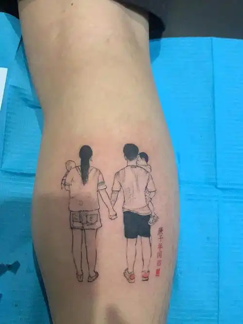 一家四口_纹身图案手稿图片_汝州无二纹道的纹身作品集