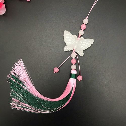 oujueya汉服腰佩古汉服配饰阿富汗白玉蝴蝶玉佩古风流苏腰佩禁步宫绦