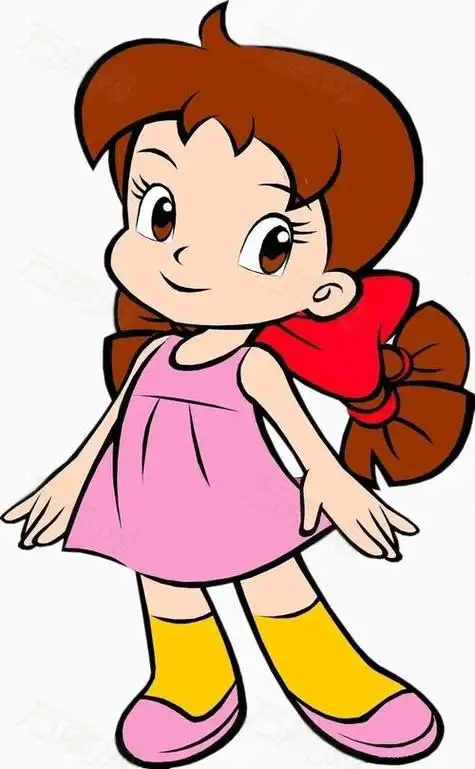 彩色卡通简笔画小女孩
