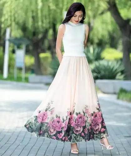 品牌 新品女装2020夏天新款复古大摆半身长裙民族风加长拖地印花舞裙