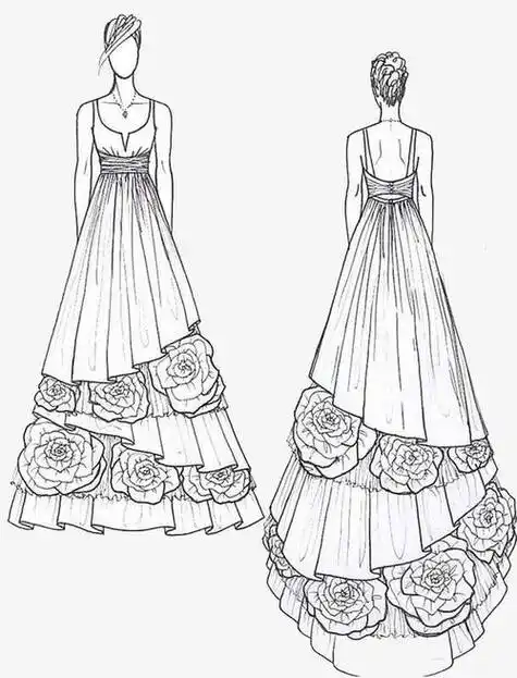 婚纱 strong>礼服 /strong>铅笔稿简笔画 手绘 线稿 700990 竖版 竖屏