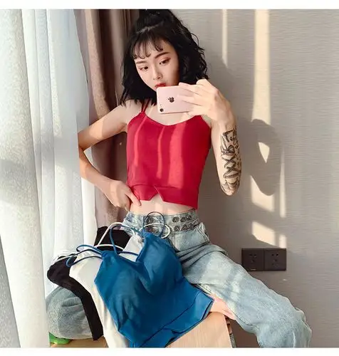 小背心女外穿泫雅风夏季韩版美背吊带女ins内搭带胸垫打底上衣