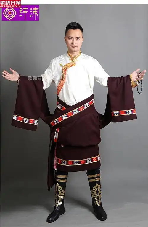 藏族服装男藏袍男冬季新款藏袍男原创西藏民族风服装氆氇花边藏服藏族