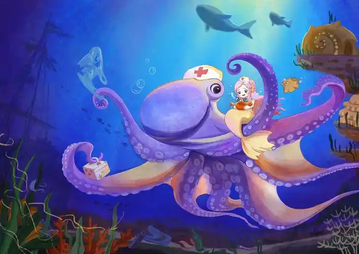 今天从垃圾堆里救援了一只被困住的小螃蟹0215小人鱼一边安慰螃蟹