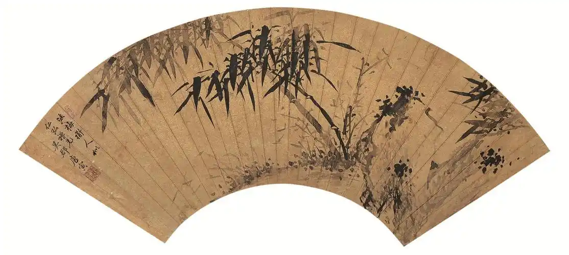 唐寅(1470～1523) 竹石图 扇面 水墨纸本