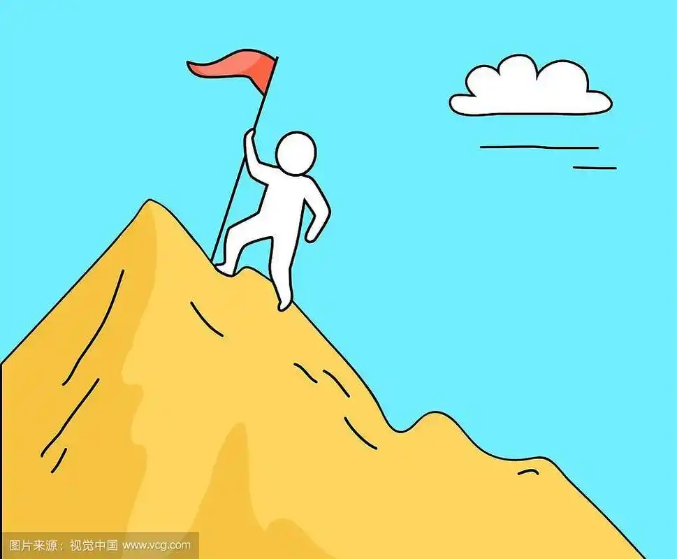 在矢量图上攀登高山的人.