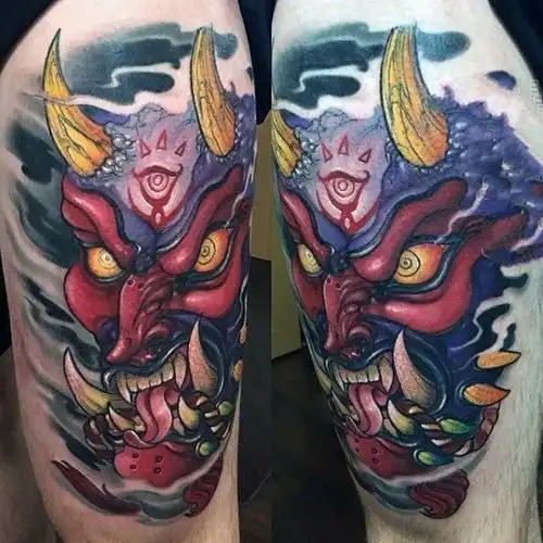 日本鬼面具纹身 凶神恶煞的日本鬼面具纹身图案(3/9)