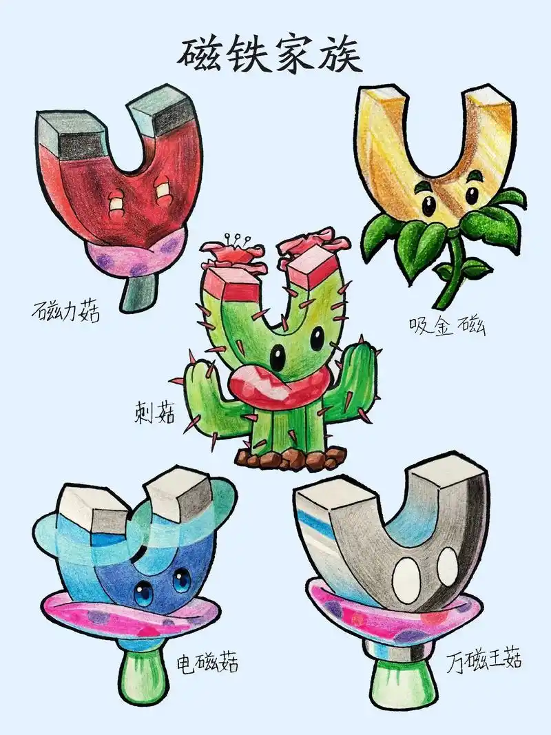 植物大战僵尸绘画磁铁家族.#植物大战僵尸 #简笔画 #绘画  - 抖音