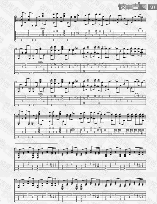 夜空中最亮的星指弹谱阿涛指弹逃跑计划吉他独奏谱