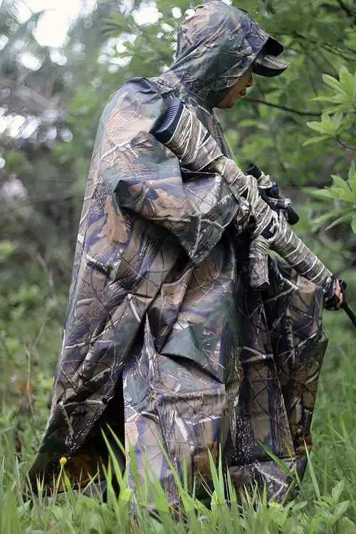 户外周鱼仿生迷彩渔猎钓鱼伪装连体雨衣防水雨披雨衣