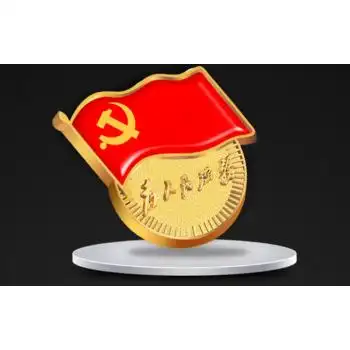 党徽胸章中国党员徽章旗形胸徽圆形别针磁铁蝴蝶扣 飘旗形有字党徽