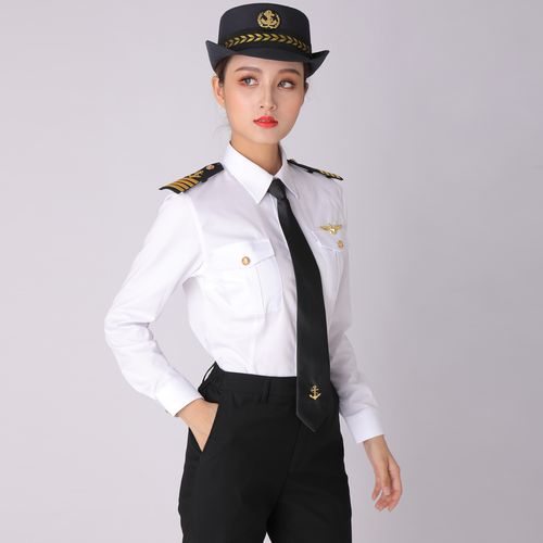 新款海军海员制服衬衫游轮游艇船员女生工作服衬衫