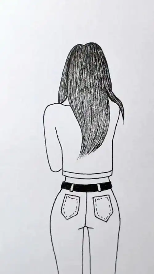 美女背影简笔画