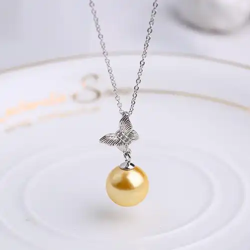 珍珠吊坠女单颗s925纯银锁骨链韩国气质简约百搭天然贝珠坠子项链