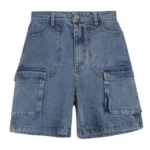 吵吵家 高腰牛仔短裤女宽松五分a字显瘦工装韩版阔腿2019新款夏bf_9折